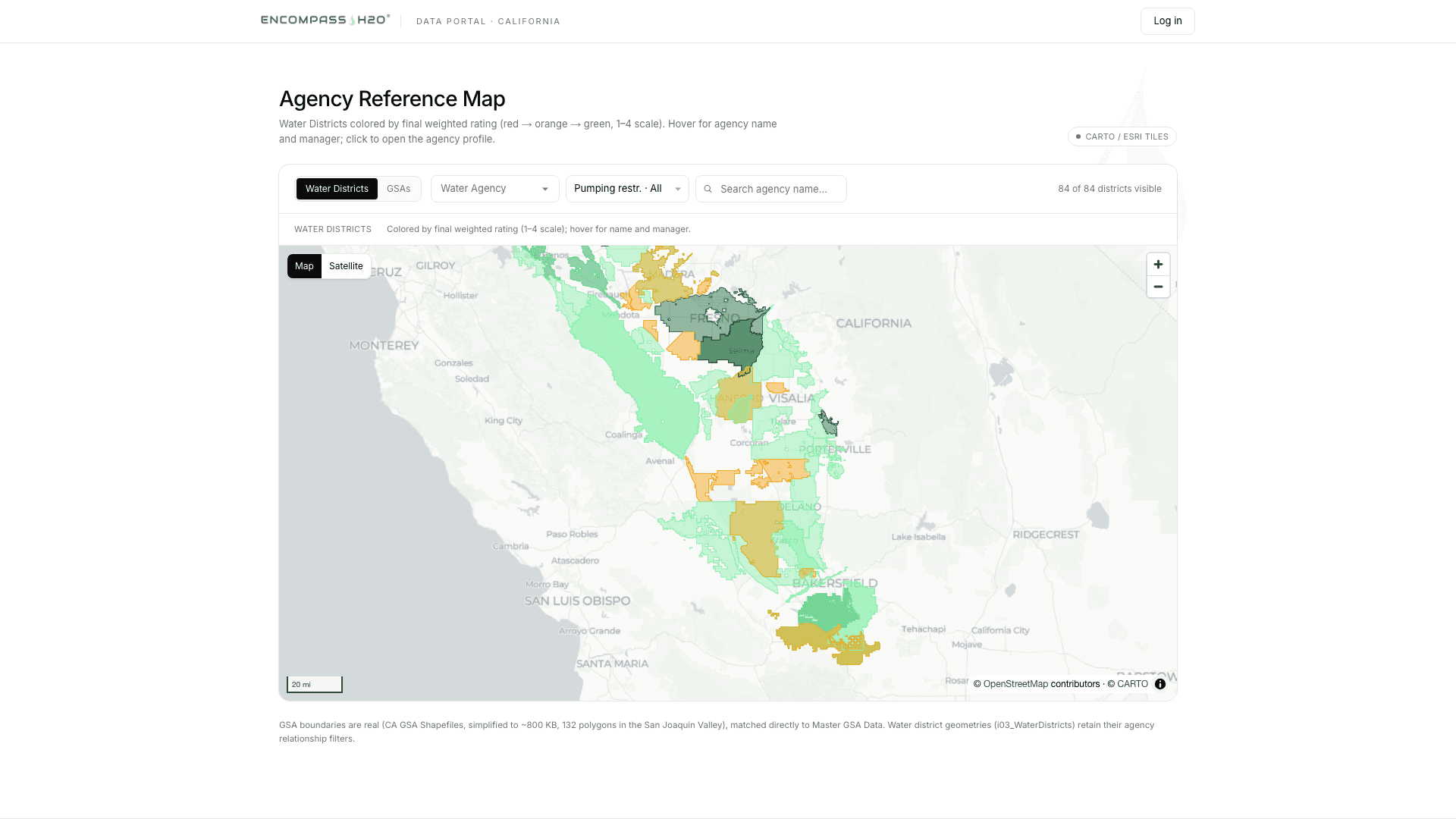 Water security map of the San Joaquin Valley — Encompass H₂O®